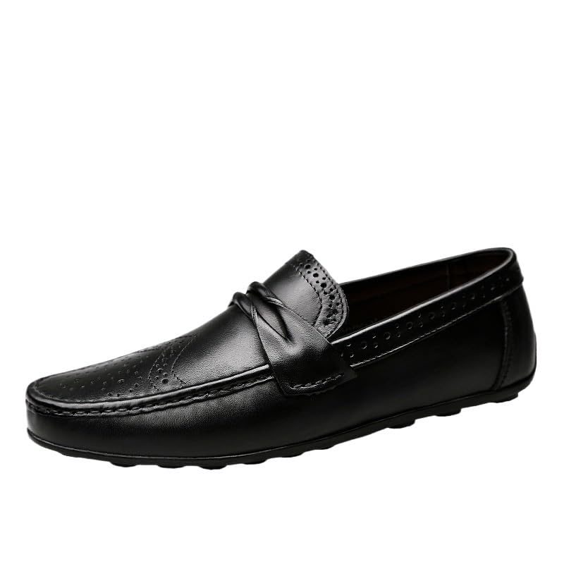 Mens Driving Loafers Pu Leather Vintage Solid Color Anti-Slip Non Classic Slip On