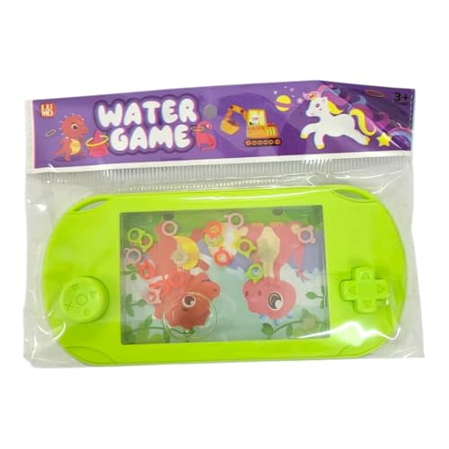 Image of SHAKTISM Classic Handheld Water Ring Toss Game for Kids & Adults Nostalgic Press Button Water Game Machine Portable Plastic Retro Ring Toss Toy Travel Fun Puzzle Toy for Children- 1Pc (Dino Green)