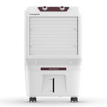 Crompton Marvel Neo Personal Air Cooler- 23L; with Everlast Pump, 4-Way Air Deflection and High Density Honeycomb Pads; White