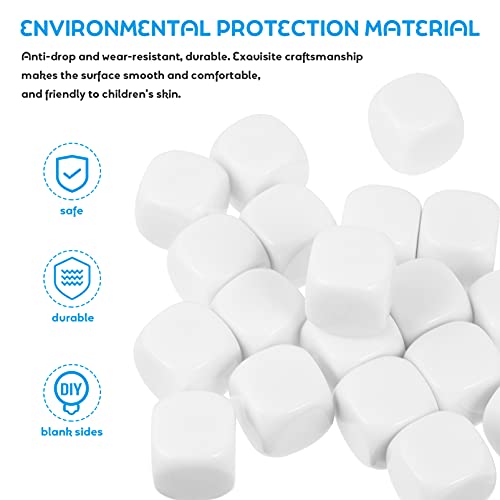 NUOBESTY 20Pcs Em Branco Branco 20Mm Canto Arredondado Dices Dados para Jogos De Tabuleiro Jogos De
