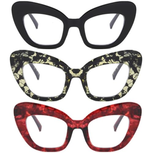 Image of 3 pack Blue Light Blocker Reading Glasses Cat eye Frame Readers Eyeglasses for Women