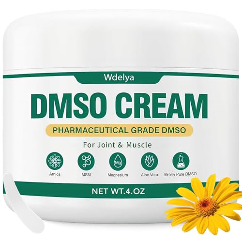 Wdelya DMSO Cream - 99.9% Pure DMSO Pharmaceutical Grade Cream - Dimethyl Sulfoxide with Arnica Magnesium MSM Turmeric & Frankincense - 4 oz