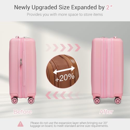 Image of Kono Carry On Luggage Sets 2 Piece, 20 Inch Expandable Hardshell Suitcase