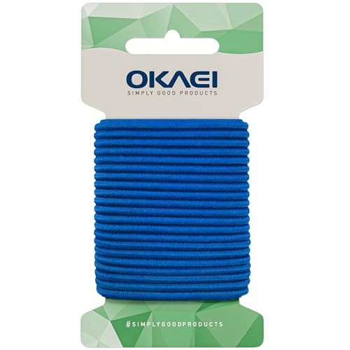 OKAEI Gummikordel 2mm x 5m - Hochwertiges Gummiseil in Blau, Flexibles Gummiband/Hutgummi/Rundgummi - Ideal für DIY Projekte und Handwerk