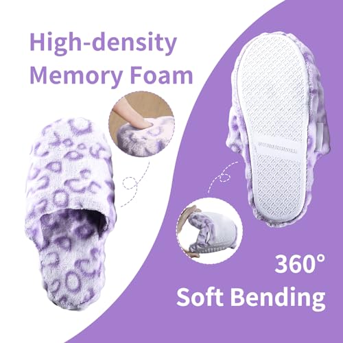 FY FIBER HOUSE Women's Slipper Memory Foam House Slippers for Women with Leopard Print Soft Fuzzy Non-Slip Indoor Shoes for Bedroom3