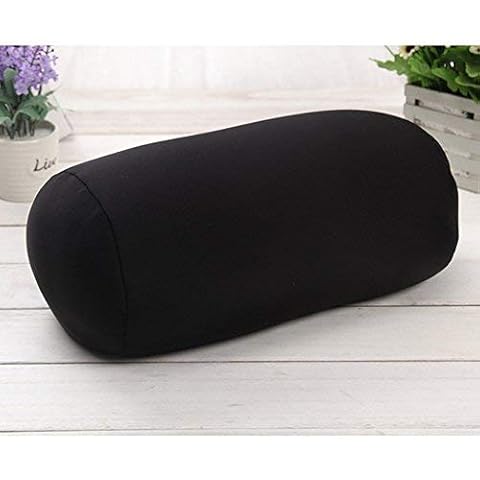 DAYNECETY Micro Mini Microbead Pillow Cushion Travel Beanie Pillow Bolster Lumbar Roll Neck Pillow Cushions for Travel Sleeping Bath Bed Massage Yoga Foot- Leg-Rests (Black) Cover