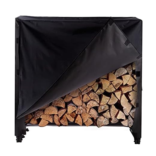 4Ft firewood rack outdoor with cover, Heavy-Duty Steel firewood rack outdoor indoor, fireplace wood stacker with Waterproof uv radiation wood rack cover