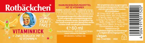 ROTBÄCKCHEN Kraftpaket Vitaminkick Shot, Flasche, 14er pack (14 x 60 ml) - Nahrungsergänzungsmittel mit 12 Vitaminen