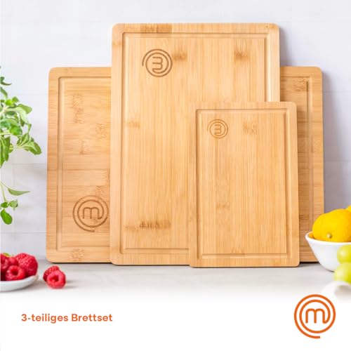 MasterChef Schneidebretter Holz, Schneidebrett Set mit 3 Bambus Holzbrett – Ansicht 2