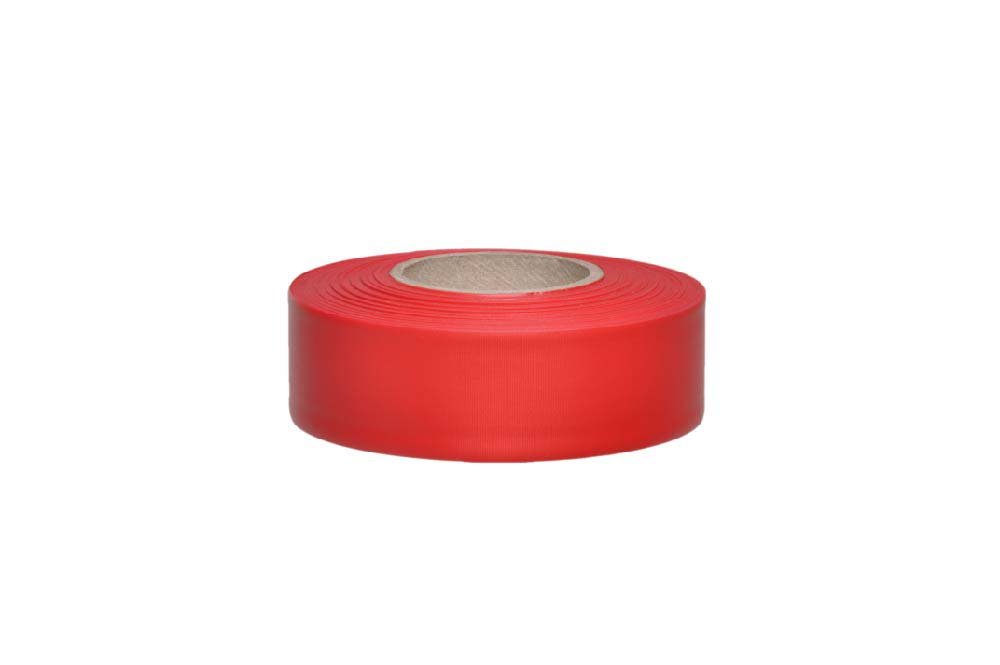 NMC FT1 Flagging Tape - 1.1875 in. x 300 ft., Red, Blank Non-Adhesive Vinyl Marker Tape, 3 mm Thickness