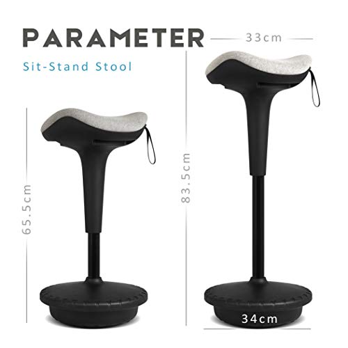 Image of IWMH Ergonomic Wobble Stools,Standing Desk Stool,Standing Office Stools,Adjusting Height and swivels 360Working seat for Bedroom, Kitchen, Living Room (Grey)