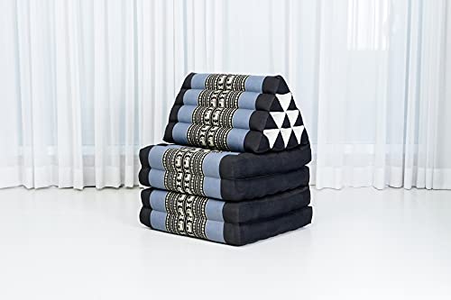 Image of Leewadee Comfortable Japanese Floor Mattress - Thai Floor Bed with Triangle Cushion - Futon Mattress - XL Extra Long Thai Massage Mat, 89 x 20 inches, Blue, Kapok Filling
