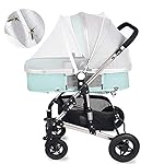 Nesloonp Kinderwagen Netz Moskitonetz Universal Fly Bug Insektennetz für Kinderwagen Kinderwagen Kinderwagen und Reisebett Waschbar Langlebig Mit Reißverschluss und Band fest Insektennetz (Weiß)