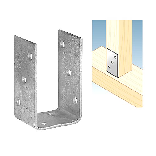 4U-OnlinehandelScrew-On Sleeve Post Support Post Shoe Base Plate Sleeve for Posts Galvanised 91 x 120 x 5 mm