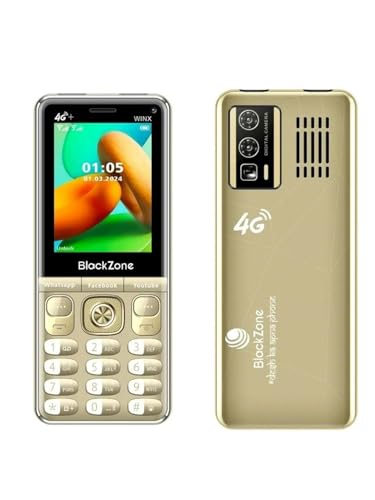 Image of BLACKZONE Winx 4G Plus 3GB RAM 16GB ROM Volte Keypad Mobile Phone with WiFi, Whatsapp, Instagram, YouTube, Play Store, 2.8-Inch Touch Display, All Android Features (1 Year Warranty) (Gold)