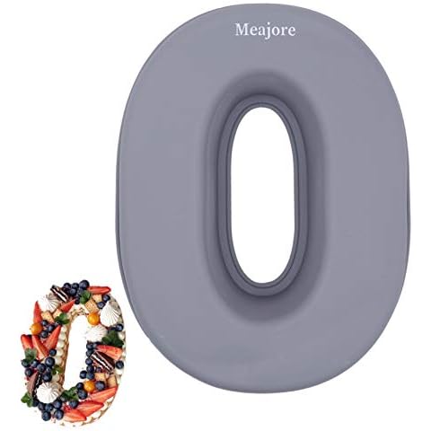 Meajore 3D Large Number Cake Mould,Silicone Baking Letter Ectangle Novel Cake Tins for Birthday Festival and Relationship Marry Anniversary Wedding Party,10 inch Number of 0 Cover