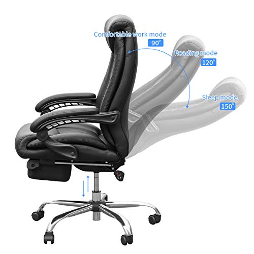 Duramont Reclining Leather Office Chair - High Back Executive Chair - Thick Seat Cushion - Ergonomic Adjustable Seat Height And Back Recline - Desk And Task Chair #TOP4