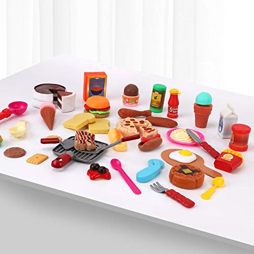 Liberty Imports Gourmet 50 Piece Pretend Play Food Assortment Toy Set For Kids With Pan, Kitchen Tools, Breakfast, Fast Food, Ice Cream, Desserts #TOP3