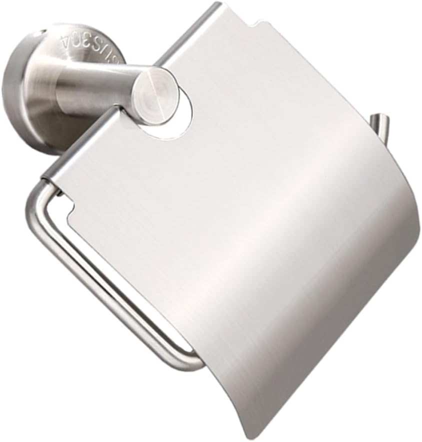 Stainless Steel Wall - Mounted Toilet Paper Holder with Cover, Perfect for Bathroom and RV Setup
