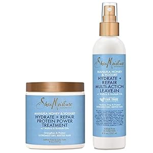 SheaMoisture Leave-In Conditioner Spray + Hair Mask Set – Manuka Honey & Yogurt Hydrating Repair Treatment for Dry, Damaged Hair, Anti-Frizz Hair Products, Scented, 8 Oz Ea (2 Piece Set)