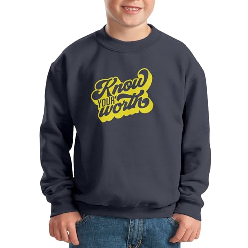 Sweatshirt enfant bien-être en coton avec message positif know your worth
