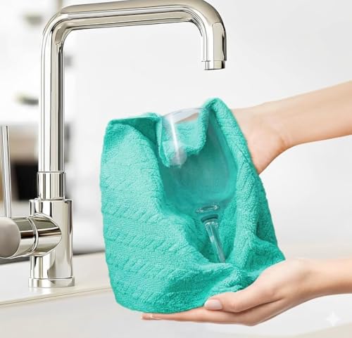 Image of SkyBlue Microfiber Cleaning Cloth 1Roll 20 Sheet 4000+ Times Washable 10X Cheaper Than Paper Kitchen Towel Ultra Absorbent Lint Free Reusable Tear-Away Streak Free Multi-Purpose Use for Home