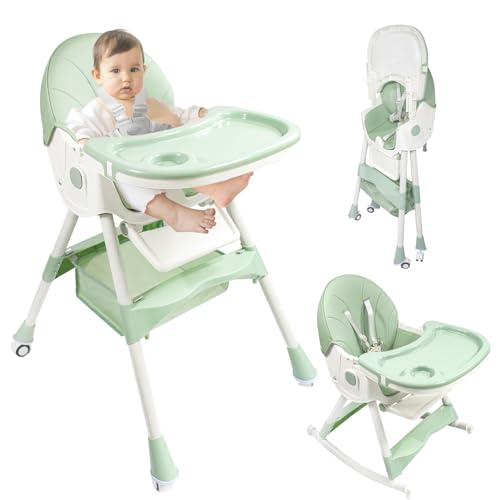 Image of Baby High Chair,HighChairs for Babies and Toddlers with 360 Degree Rotatable Wheels，6 in 1/3 in 1 Foldable and Portable,Children's Highchair，Suitable for Babies of All Ages to Grow Up