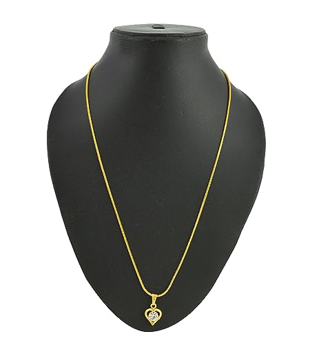 Image of Handicraft Kottage 1gm 22Ct Gold Plated chain with Pendant | latest & Stylish Celebrity Inspired Chain /Necklace /Jewellery Set /Fashion jewellery for Men, Women Boys Girls
