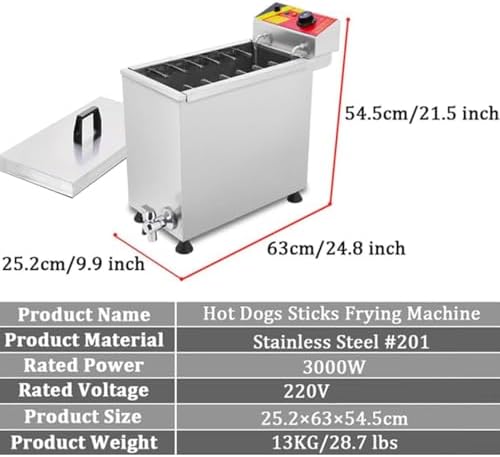 25L Electric Deep Fryer for Corn Dogs, Professional Snack Maker, High Capacity Korean Style Fryer, 110V, Ideal for Parties & Events, Commercial Use