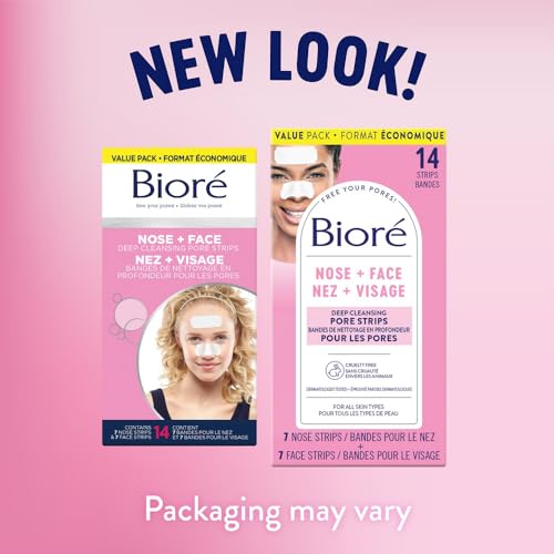 Biore Clear-Up Strips zur tiefen Reinigung für Gesicht und Nase, 14 Stück