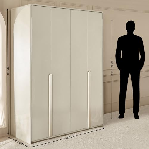 Image of Home Centre Home Shores 4-Door Wardrobe - Greige