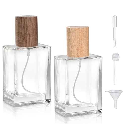 Yerpkefey 2Pack Glass Spray Bottles Perfume Atomizer 50ml/1.7Oz Refillable