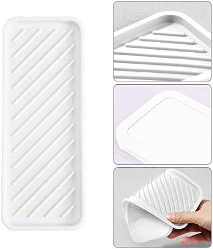 Jagowa 2pcs Silicone Soap Tray Sink Drain Rack Kitchen Dishes Teacup Insulation Mat Silicone Storage Box Anti-Slip Organizer Sponge Rack Small Soap Tray White