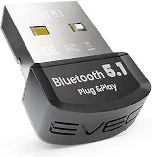 EVEO Bluetooth Adapter for PC 5.1 - Bluetooth Dongle 5.1 Adapter for Windows 10 Only (Plug and Play) for Desktop, Laptop, Printers, Keyboard, Mouse, Headsets, Speakers - USB Bluetooth 5.1 Dongle