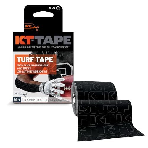 KT Turf Tape – Premium Synthetic Tape 30 ft. Turf Burn Protection, Pain Relief, and Muscle Support – Extra-Wide 4 in. x 30 ft. Roll, Flexible and Long-Lasting Adhesive, Ideal for Football and Athletes