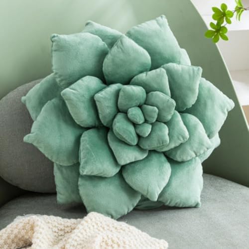 Gerlisay 3D Plant Pillow 17.7 Cute Flower Throw Pillow Green Plant Shaped Decor Soft Unique Plush Decorative Pillow Throw Cushions for Bedroom Home Decorations