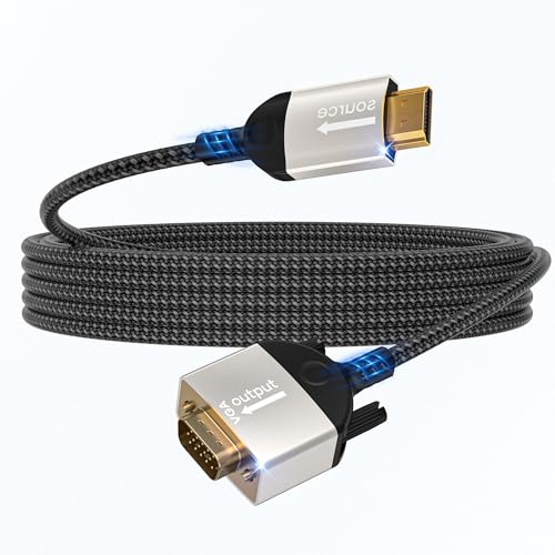 Lumivtx Cable HDMI a VGA de 1,5m,unidireccional,cable HDMI a vga D SUB de 15pin,Cables hdmi a vga compatible para conectar PC,portátiles y otros dispositivos a monitores/HDTV 1080P a 60Hz/proyectores
