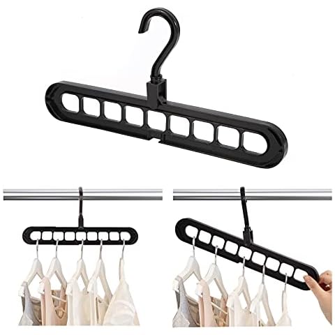 ZEDODIER Magic Hangers, Space Saving Hangers 10 Pack Sturdy Plastic 9-in-1 Hanger Closet Organizer(Black) Cover