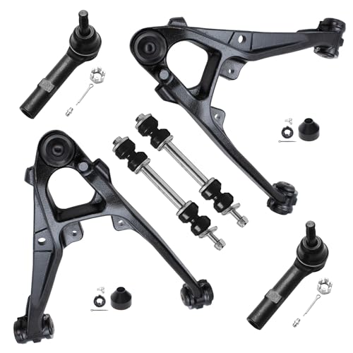 Image of Detroit Axle - 6pc Front End Control Arms Kit for 2007-2013 Chevrolet Silverado 1500 GMC Sierra Suburban 1500 Tahoe Yukon Cadillac Escalade, 2 Lower Control Arms w /Ball Joints 2 Tie Rods 2 Sway Bars