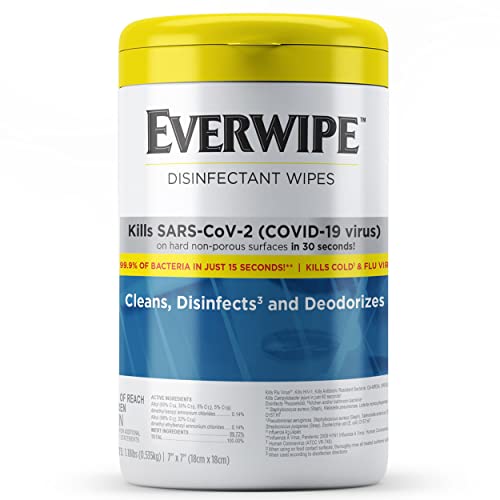 Everwipe Disinfectant Wet Wipe Canister White, Cleans And Deodorizes, 6 X 75 Wipes, 192804 (101075) #TOP19