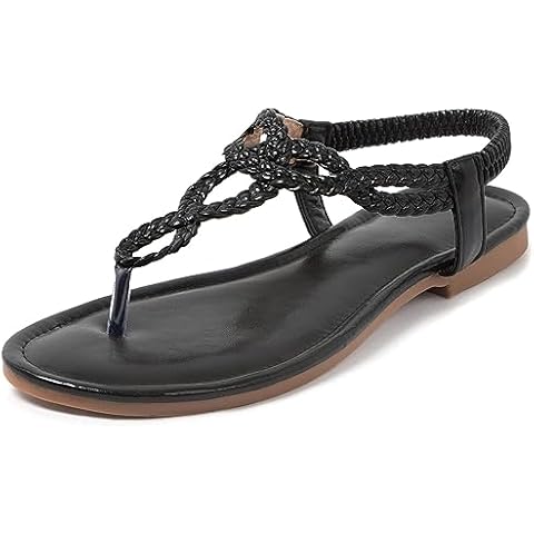 iCKER Women's Braided T-strap Sandals Cover