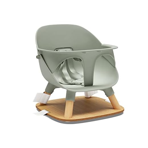 Lalo The Booster Seat for Babies & Toddlers, Children's Booster Seat, Easy to Clean Five-Point Safety Harness & Durable Non-Toxic Plastic Seat & Belly Bar - Sage
