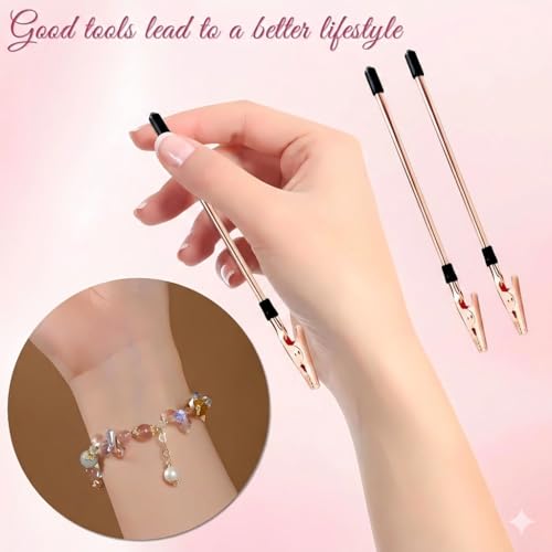 Image of Hian Jewelry Fastener Helper for Bracelets, Necklaces & Watches - One-Hand Clasp Holding Tool, Tangle-Free Closure Support for Fine & Fashion Jewelry - Stainless Steel Copper Color (Pack of 1)
