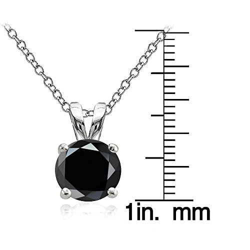 Hoops & Loops 925 Sterling Silver Black Cubic Zirconia Round Solitaire Necklace for Women Men, Silver, Yellow Gold, Rose Gold3