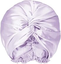 townssilk Gorro de noche para mujer, 100% seda de morera, gorro de ducha de seda de 16 mommes, bueno para el cabello, protege el cabello, gorro de noche de seda, doble capa, lavanda
