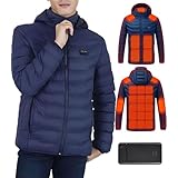 [PandaRio] 26箇所発熱ヒーター 電熱ジャケット メンズ レディース 2万mAhバッテリー付き 大きいサイズ M-3XL 冬服 electric heated jacket 男女 長袖 防寒着 暖か おしゃれ(L ネイビー)