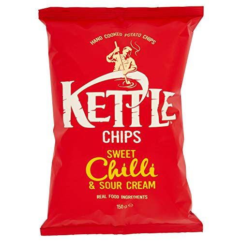 Kettle Chips Patatas Fritas con Picante Dulce y Crema Agria - Paquete de 8 x 150 gr - Total: 1200 gr
