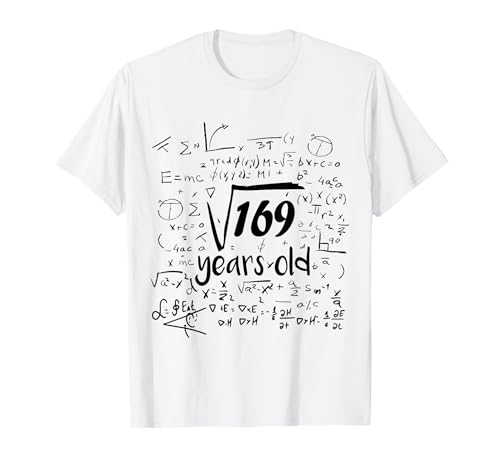 Square Root Of 169 - 13th Bday 13 Year Old Math Birthday T-Shirt