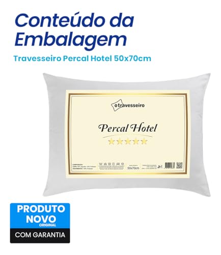 Travesseiro Percal Hotel 5 Estrelas 100% Fibra Siliconada Toque macio Antialérgico, Lavável