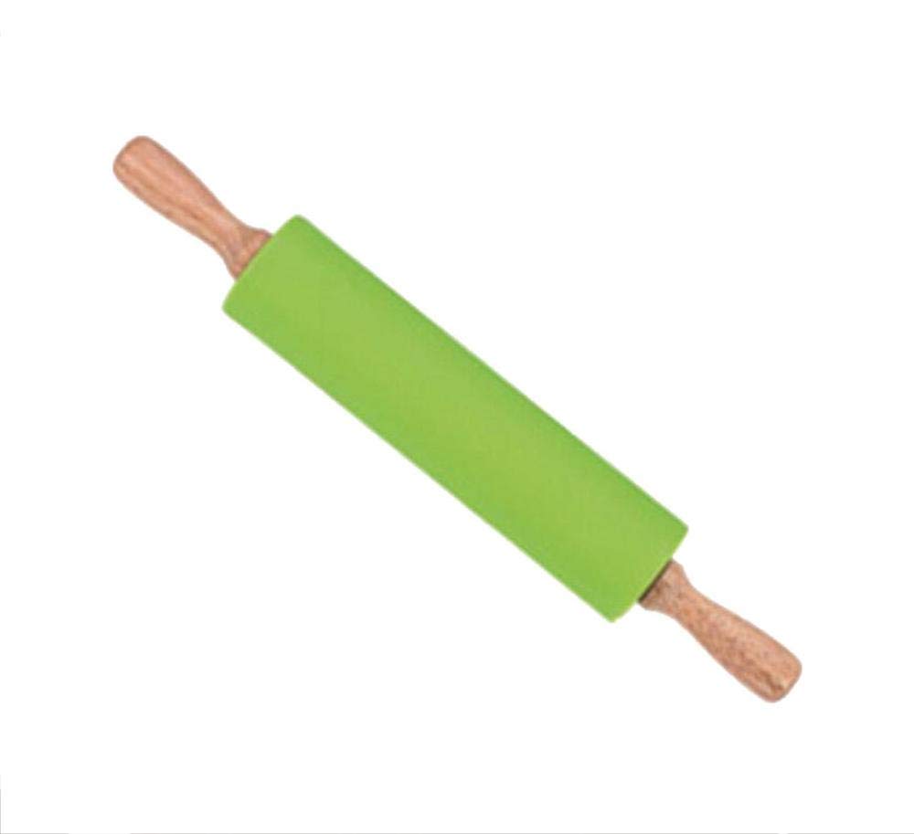 DUORUI Wooden Rolling Pin Revolving Non-Stick Silicone with Handle Christmas Baking for Pastry Pizza Pie Dumpling Dough Kitchen Tool Random Color